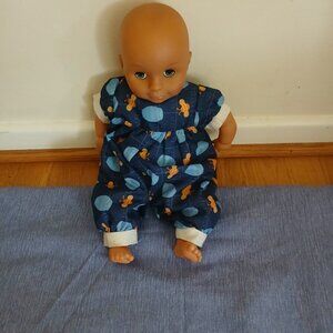 Hauck Baby Doll 15" Long Cloth body Blue Eyes with Honey/ bee outfit Used